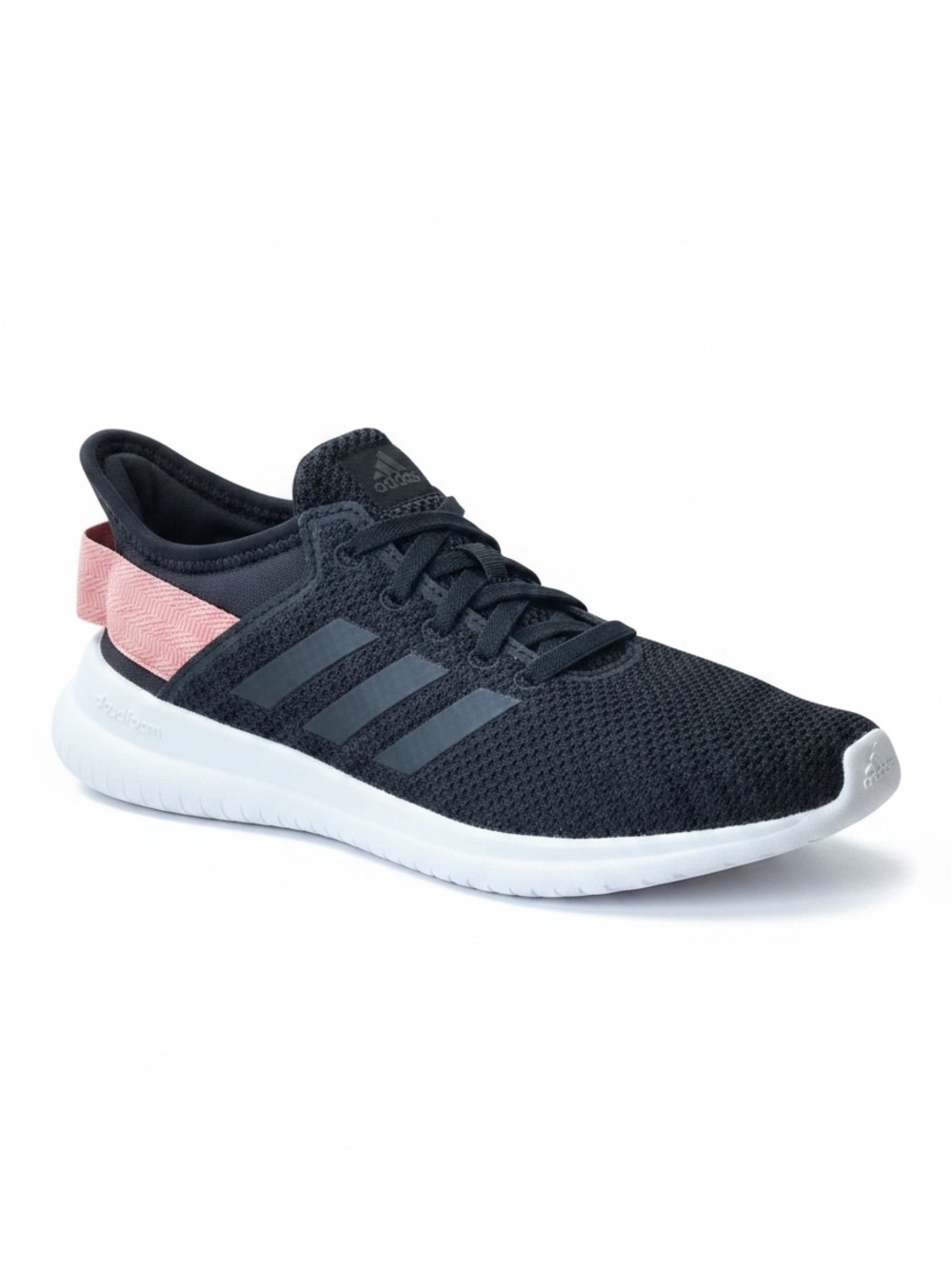 adidas Women's Black Knit Running Shoes with Pink Heel Strap